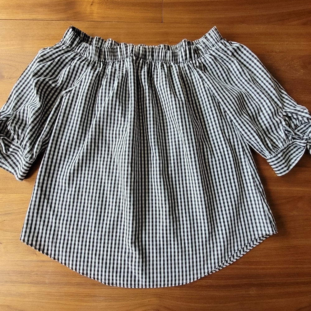 Iz Byer Monochrome Gingham Blouse Size M